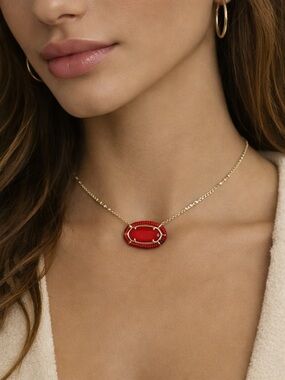 Kendra Scott threaded Elisa Elegant Red Pendant Necklace